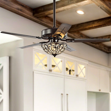 Ali 48" Wrought Iron LED Ceiling Fan With Remote - JONATHAN Y